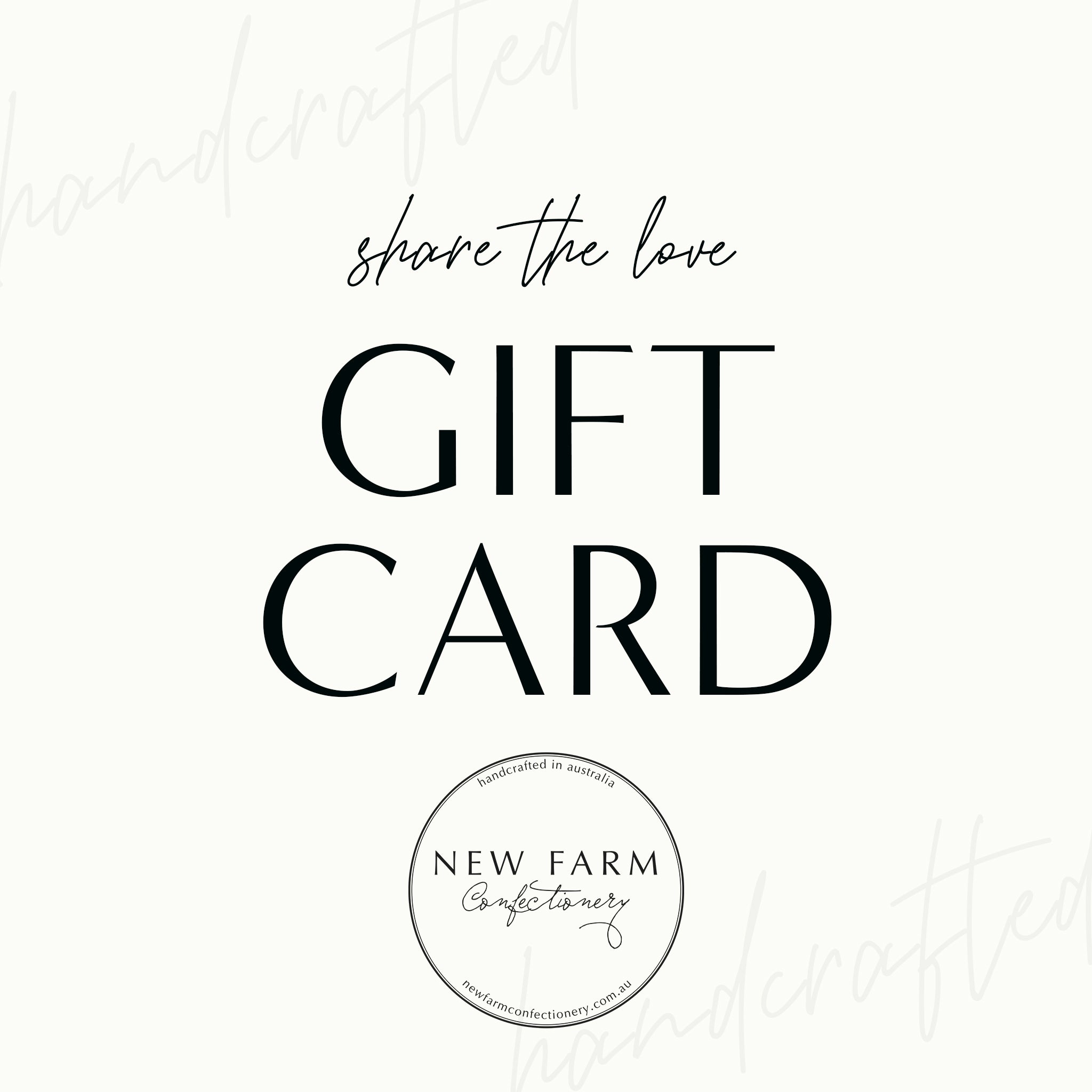 New Farm Confectionery Gift Card (various price points)